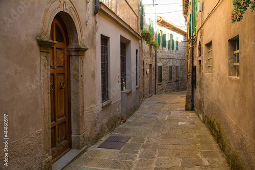 A street in the historic medieval village of Santa Fiora in Grosseto Province  Tuscany  Italy 