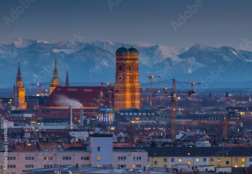 Munich old town panoramic view at night