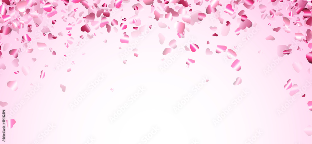 Pink hearts confetti frame on light pink background. Pink hearts confetti frame on light pink background.