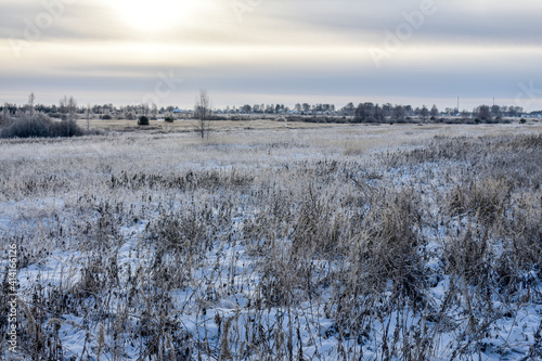 Nature of Russia in a frosty winter