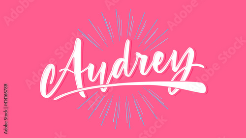Audrey Name Vector Typography with Burst photo