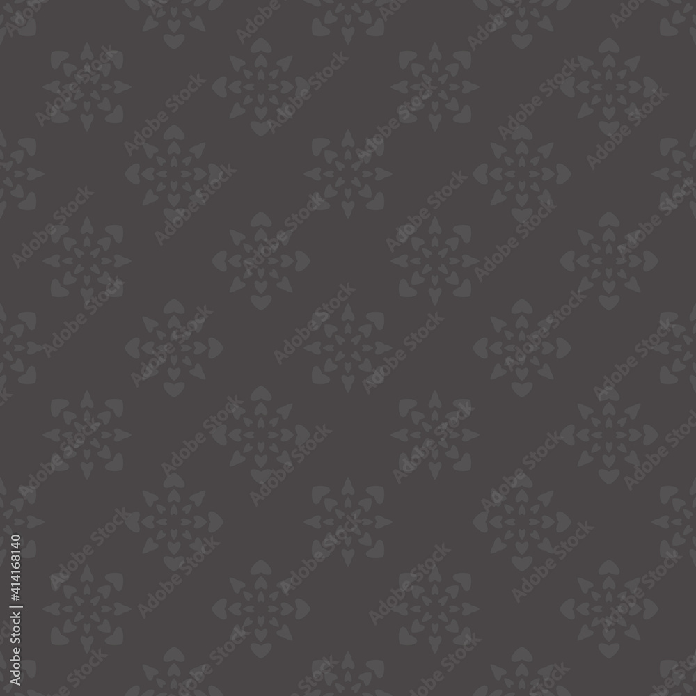 Seamless pattern with hearts. Dark gray. Vector.	