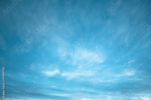 Cyan and blue cloudy sky. Beautiful natural sky background
