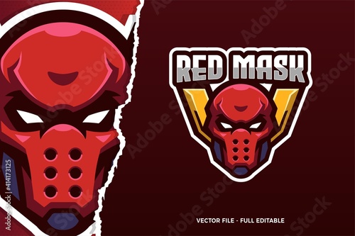 Red Mask Assassin E-sport Game Logo Template