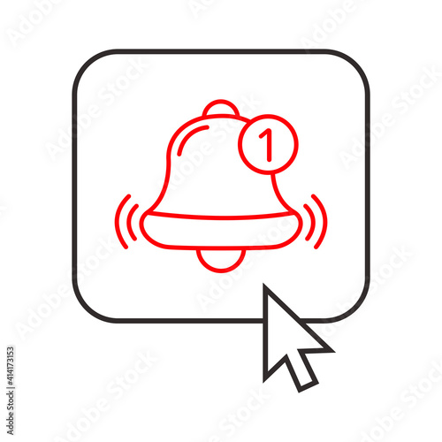 Subscribe button for video service. Subscription icon with bells.