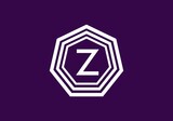 Purple white of Z initial letter in octagon frame