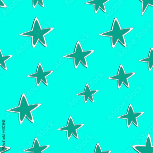Cosmos seamless pattern with  stars. Vector space background in sticker style. Design for print  textile  wallpaper.