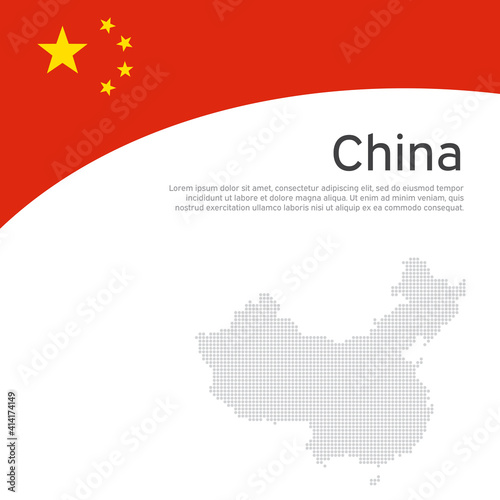 Abstract waving china flag. Creative background for patriotic holiday card design. National Poster. Cover, banner in the national colors of China. Vector illustration, flat design, template
