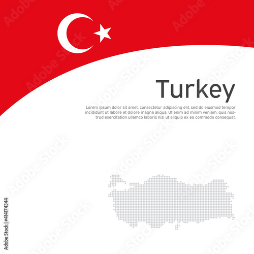 Abstract turkey flag, mosaic map. Creative background for design of patriotic turkish holiday cards. National poster. Cover, banner in national colors of turkey. Vector flat illustration, template