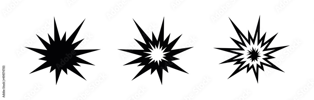 Explosion gun shot icon. Editable line vector. Zigzag element flash shock wave. Flat style trendy explosion icon. Template for application, user interface and logo, vector illustration. Explosion gun shot icon. Editable line vector. Zigzag element flash shock wave. Flat style trendy explosion icon. Template for application, user interface and logo, vector illustration.