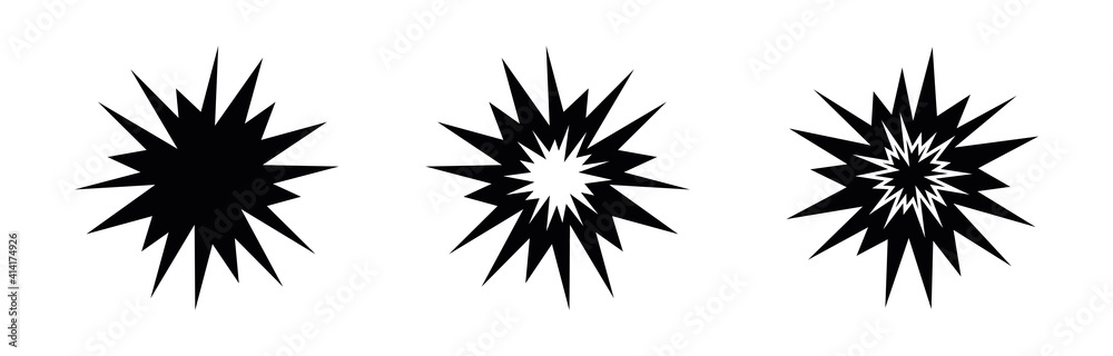 Explosion gun shot icon. Editable line vector. Zigzag element flash shock wave. Flat style trendy explosion icon. Template for application, user interface and logo, vector illustration.