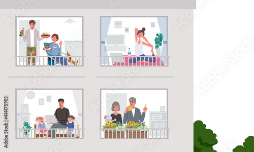 ステイホームのイラスト　自宅時間　家　リラックス
