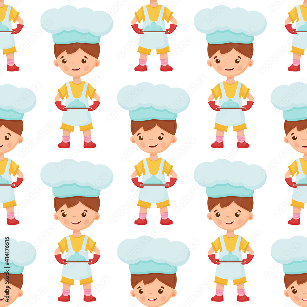 Pattern of chef illustration on isolated background. Pattern baker boy. Pattern of cook illustration of a boy. Pattern of chef illustration on isolated background. Pattern baker boy. Pattern of cook illustration of a boy.