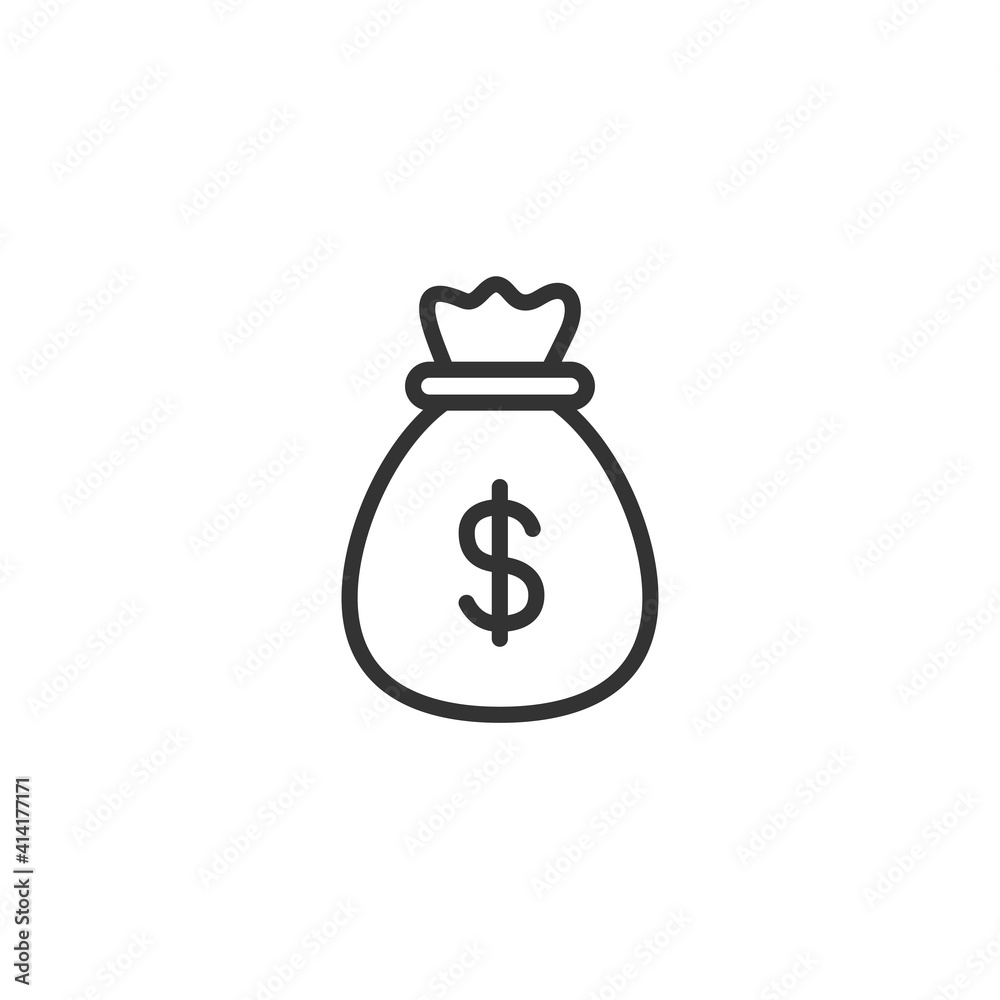 Money bag line icon. High quality black outline logo. Vector. Money bag line icon. High quality black outline logo. Vector.