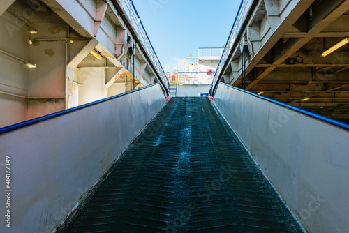 ramp for getting on and off the car from the car transport ferry © ako-photography