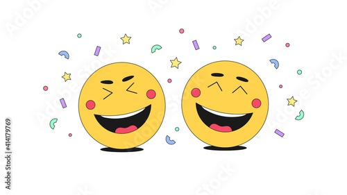 Fun, gladness and humor with comic Emoji character. Cartoon laughing emoticons