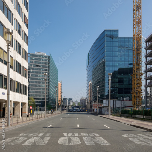 View on Rue de la Loi or Wetstraat in Brussels