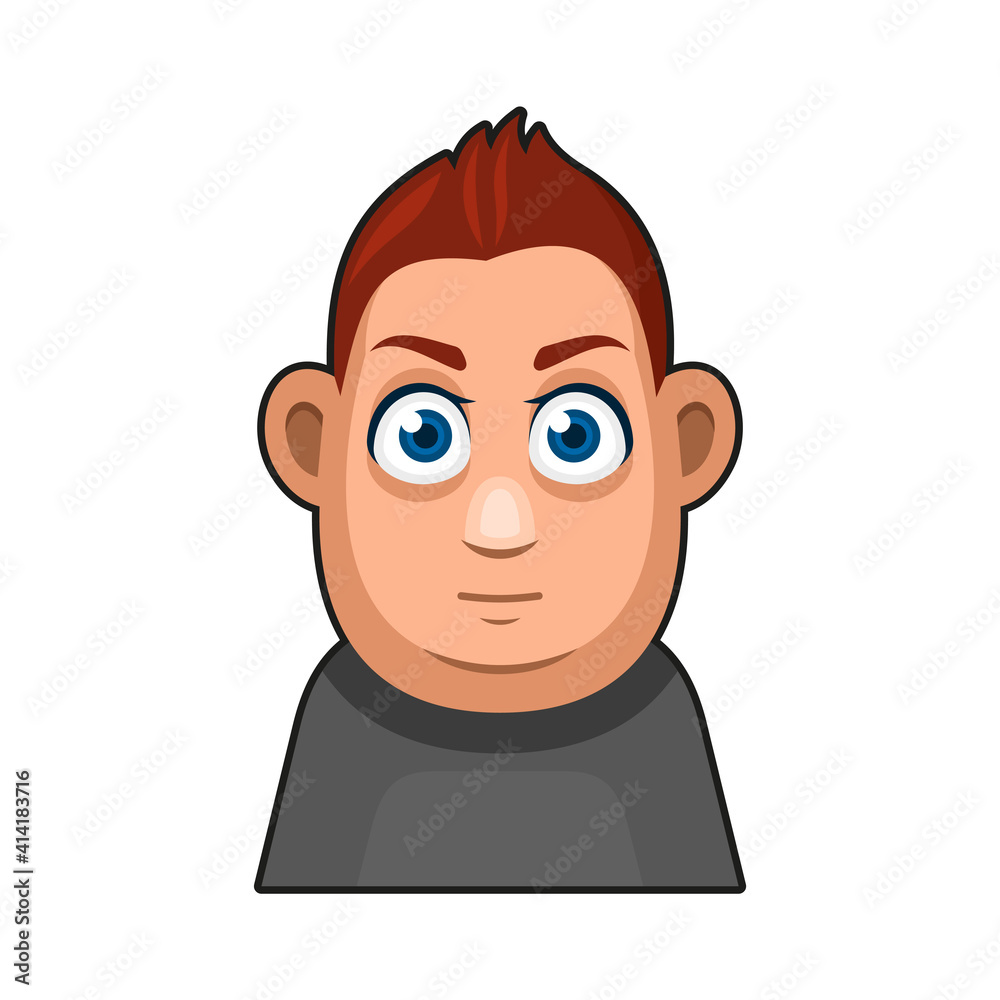 Cute overweight Boy Avatar Character. Young Man Cartoon Style Userpic Icon