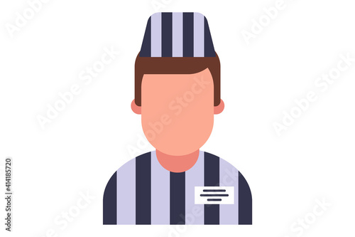 prisoner bandit in striped uniform. flat vector illustration
