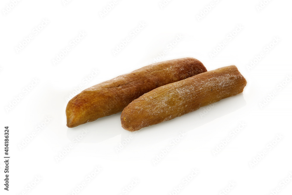 Delicious grilled eggplant halves on white background, frozen Delicious grilled eggplant halves on white background, frozen