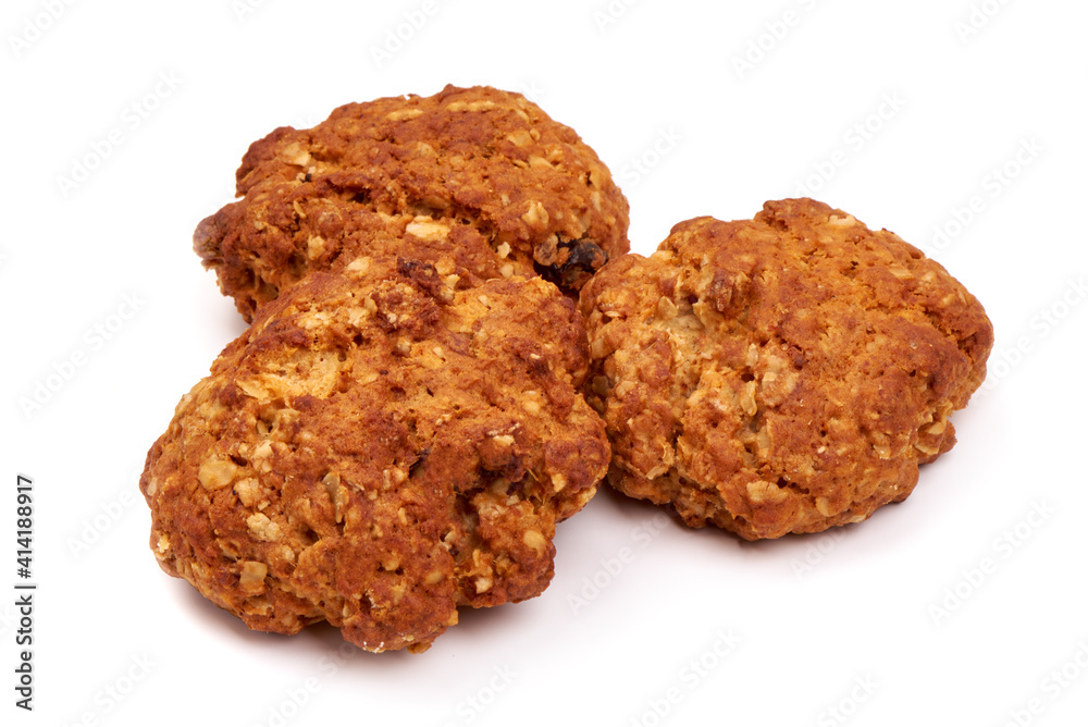 Homemade oat cookies, isolated on white background Homemade oat cookies, isolated on white background