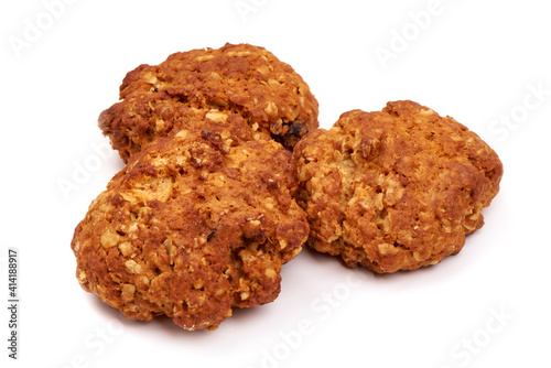 Homemade oat cookies  isolated on white background