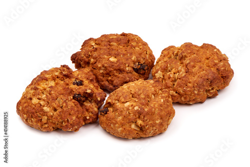 Homemade oat cookies  isolated on white background