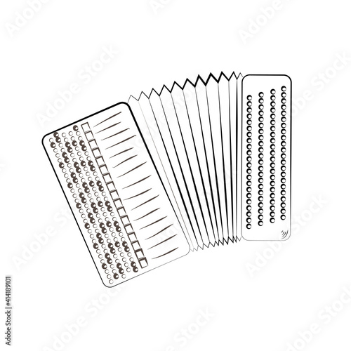 Russian button accordion hand draw icon isolated on white background. Vector