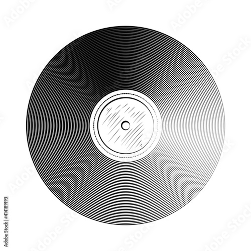 vinyl record hand draw icon isolated on white background. Vector