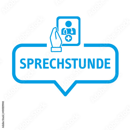 Online Sprechstunde - Sprechblase mit deutschem Text und icon