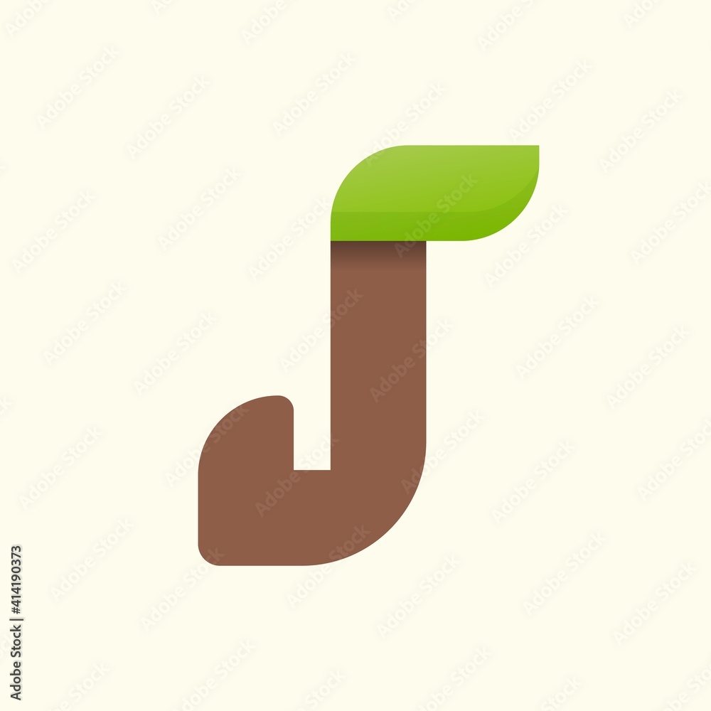 J letter eco logo with leaf. Vector font for bio posters, spa emblem, vegan, herbal and botanical cards etc. J letter eco logo with leaf. Vector font for bio posters, spa emblem, vegan, herbal and botanical cards etc.