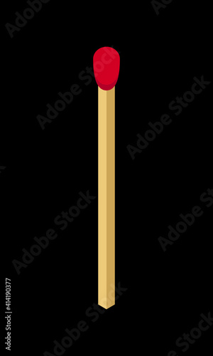 Unused match stick vector icon isolated on black background.