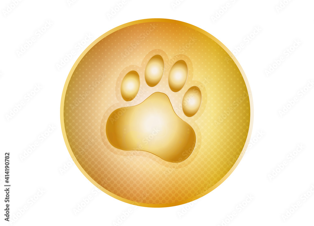Fototapeta premium goldener Medallion Anhänger mit Hunde/Katzen Pfote