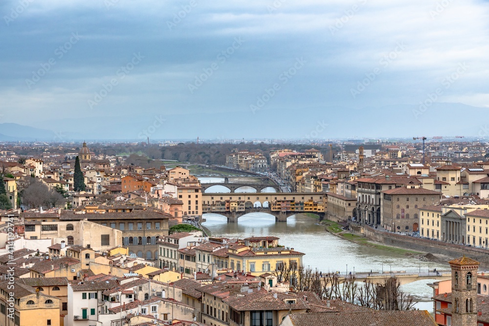 Panoramic view of the Ponte Vecchio in Florence