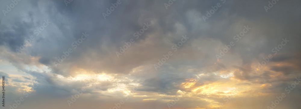 Sunset with clouds, panorama background