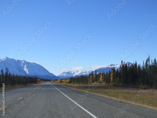 on the Highway Yukon 1 somewhere between Whitehorse and the Kluane National Park, Yukon, Canada, September