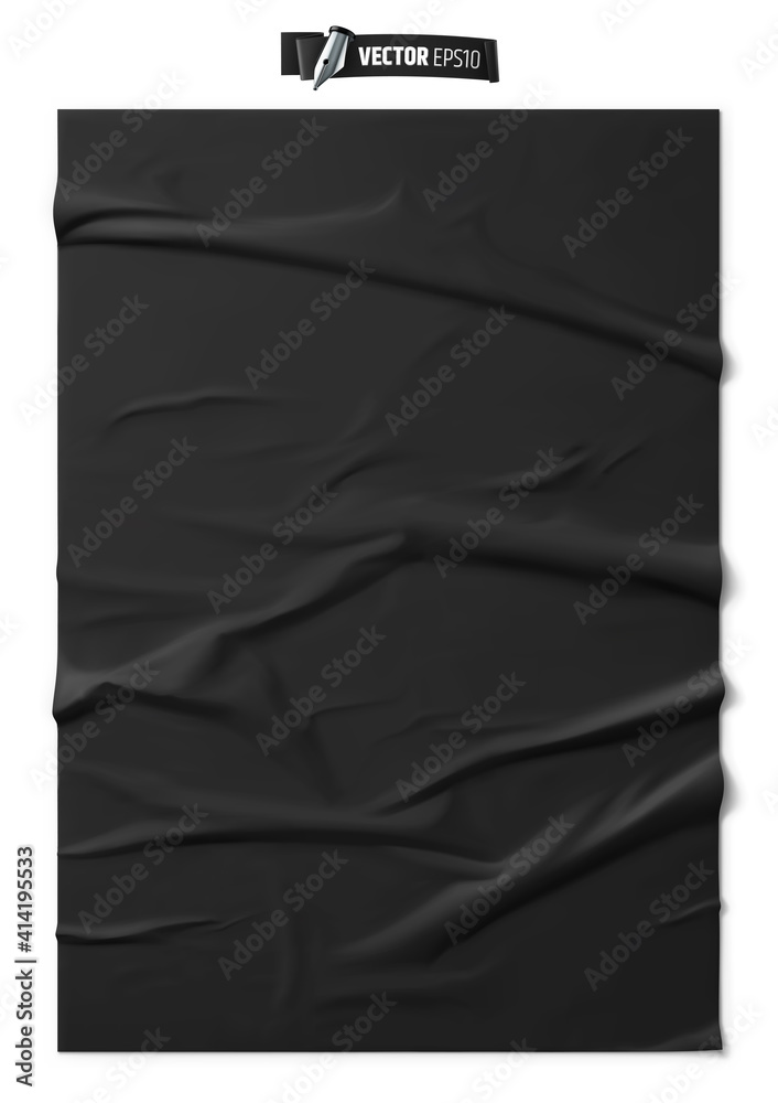 Texture de papier noir collé vectorielle sur fond blanc