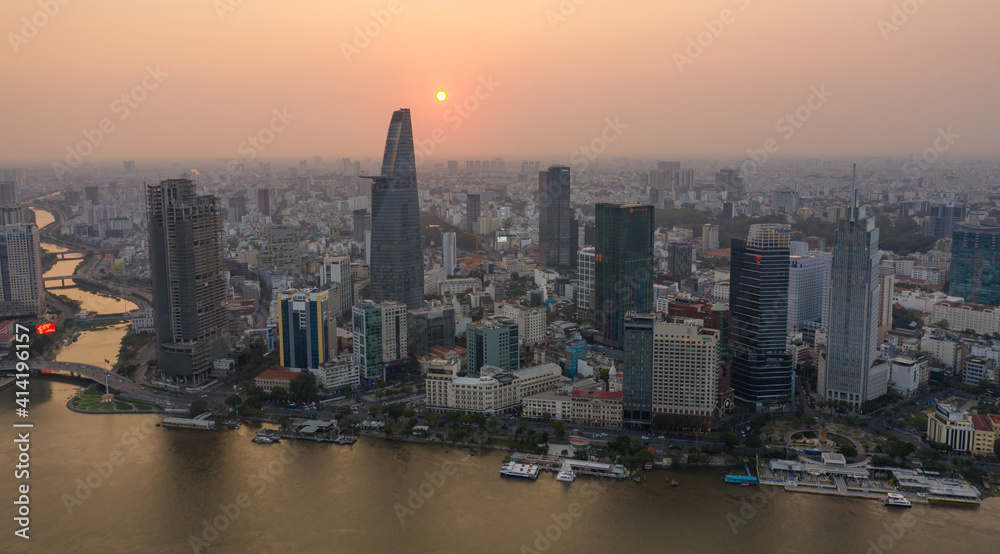 Obraz premium Royalty high quality free stock image aerial view of Ho Chi Minh city, Vietnam