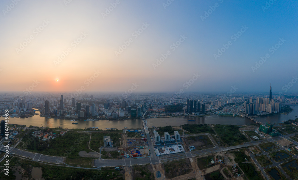 Royalty high quality free stock image aerial view of Ho Chi Minh city, Vietnam