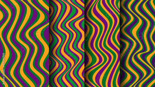 Vector Background with Mardi Gras stripes. Undulating Pattern