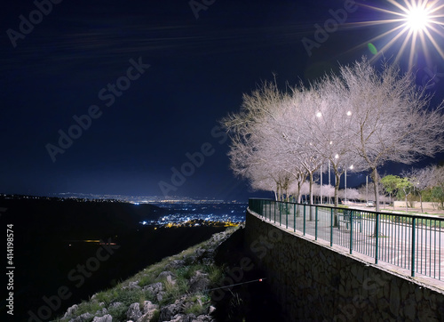 night city with a beautiful lit street
