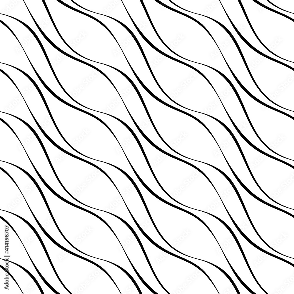 Fototapeta premium Vector geometric seamless pattern. Modern geometric background with wavy lines.
