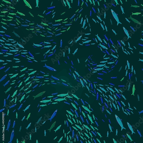 Marine life seamless pattern