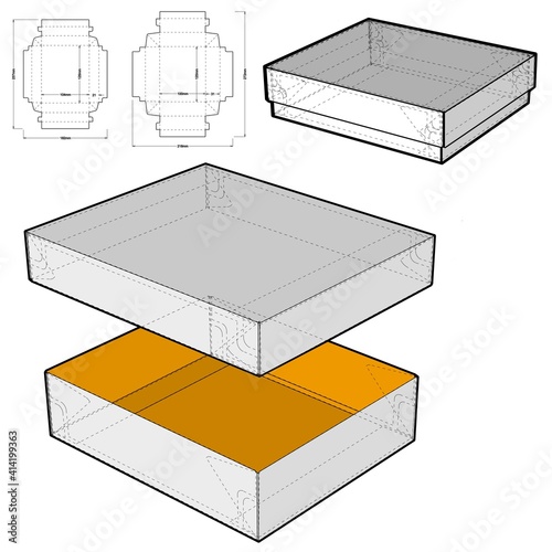 Chocolate box (Internal measurement 12x10x3cm) and Die-cut Pattern. Ease of assembly, no need for glue. The .eps file is full scale and fully functional. Prepared for real cardboard production.
