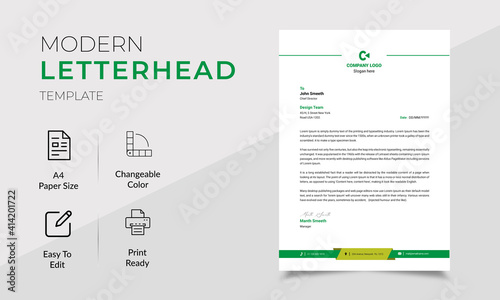 Letterhead Template Design Professional | Editable Letterhead Design Vector | flat style print with vector & illustration