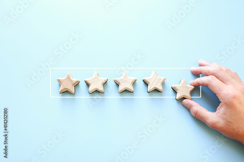 concept image of setting a five star goal. increase rating or ranking, evaluation and classification idea