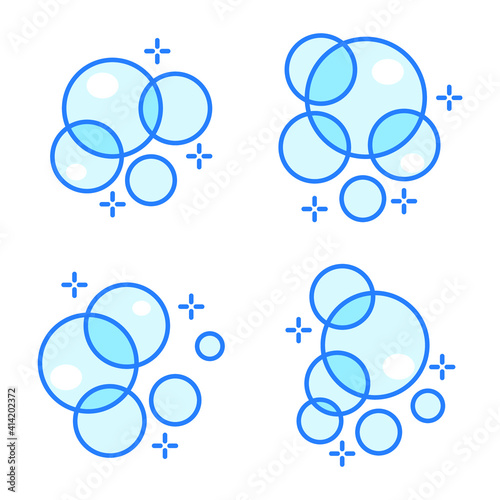 Set of Bubbles icon. Soap foam, fizzy drink, oxygen bubble pictogram pack symbol template for graphic and web design collection logo vector illustration