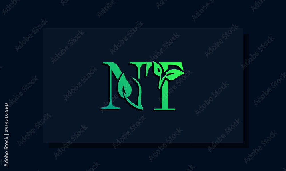Minimal leaf style Initial NT logo