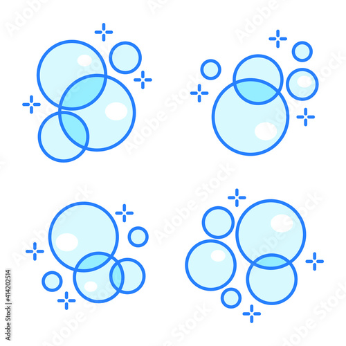 Set of Bubbles icon. Soap foam, fizzy drink, oxygen bubble pictogram pack symbol template for graphic and web design collection logo vector illustration