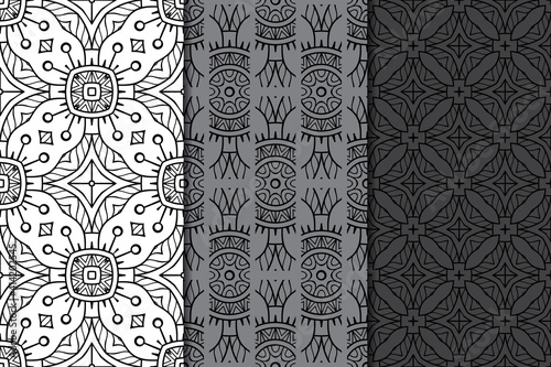 Collection seamless patters with mandala
